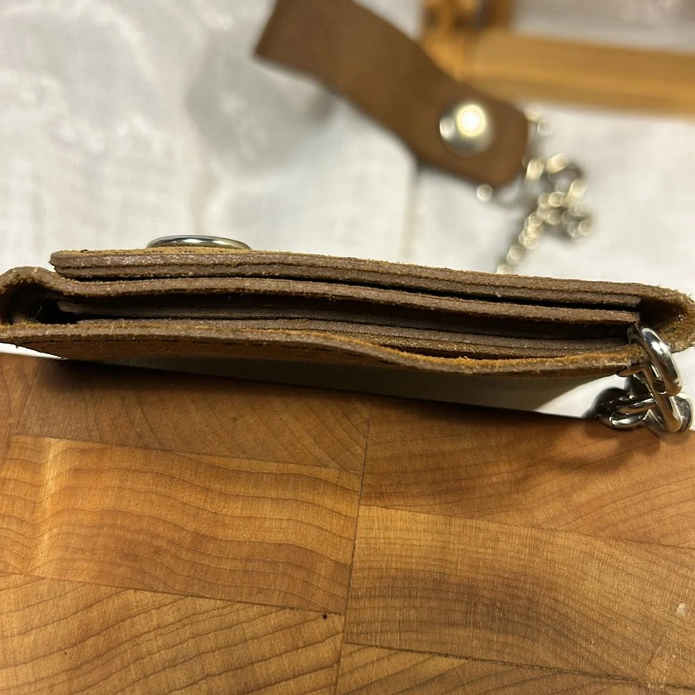 NWT Rawbone handmade trifold wallet with chain